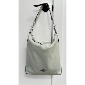 Coach Abbey Gray/Green Pebbled Leather Hobo Shoulder Bag Silver Hardware Slouchy